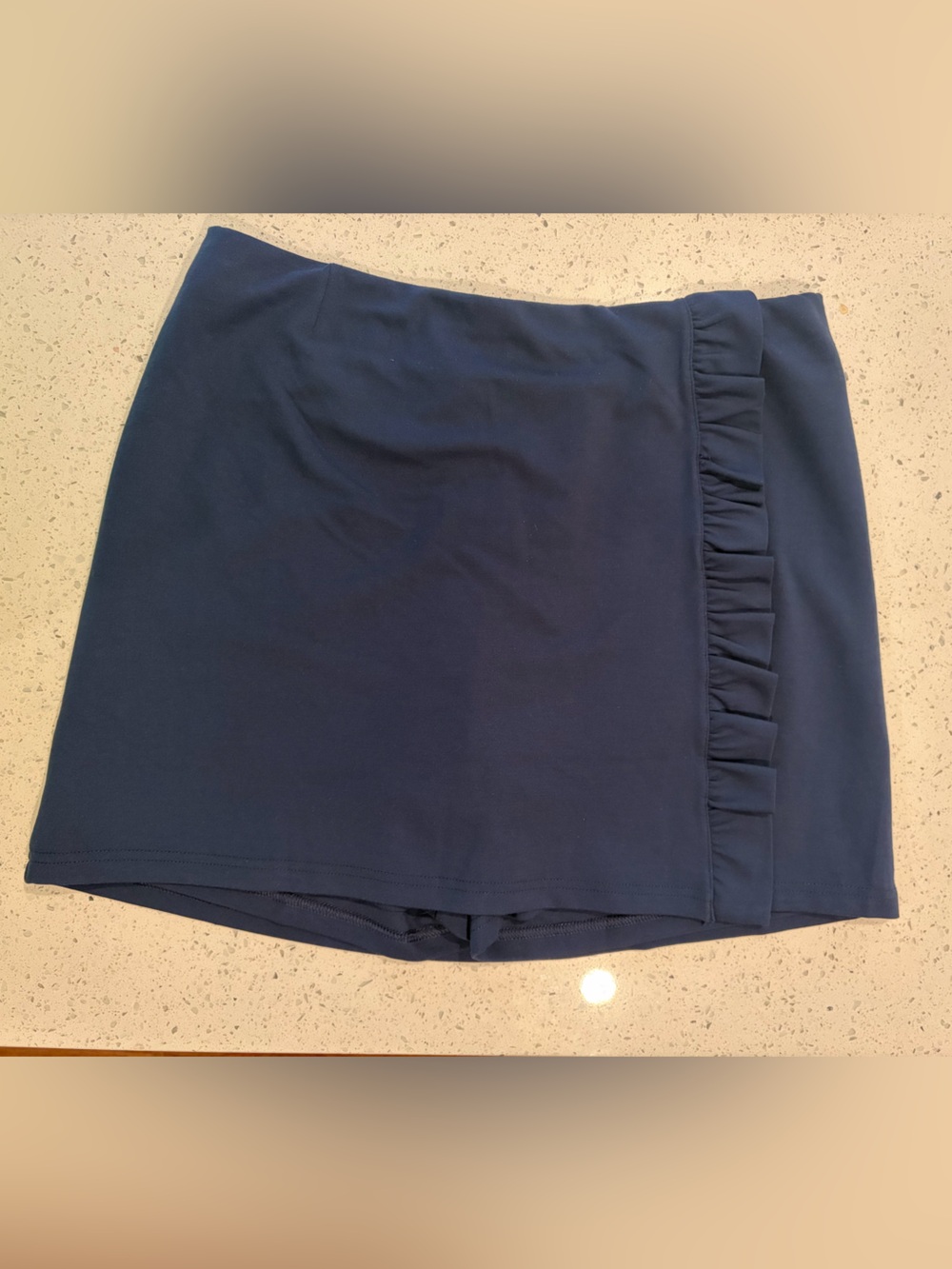 Navy Ruffle Detail Skirt